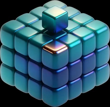 A grid of cubes with one raised above the rest.