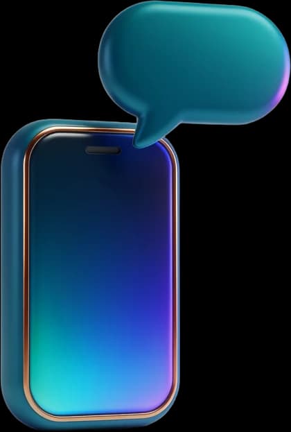 A phone with a chat bubble floating above its screen.